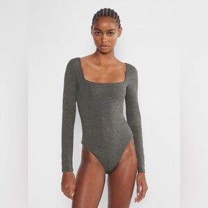 NWOT Aritzia Original Contour Squareneck Bodysuit | Dark Grey | Size L